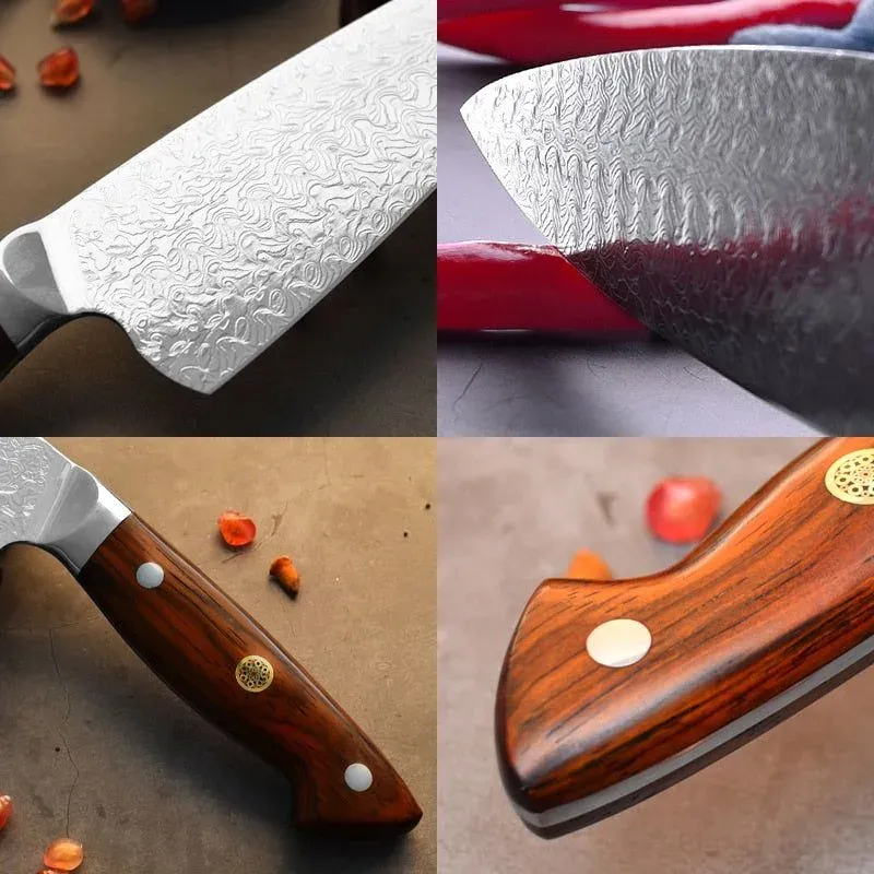 Japon style Damascus Kitchen Knife Izumo couteau damas 67 couches