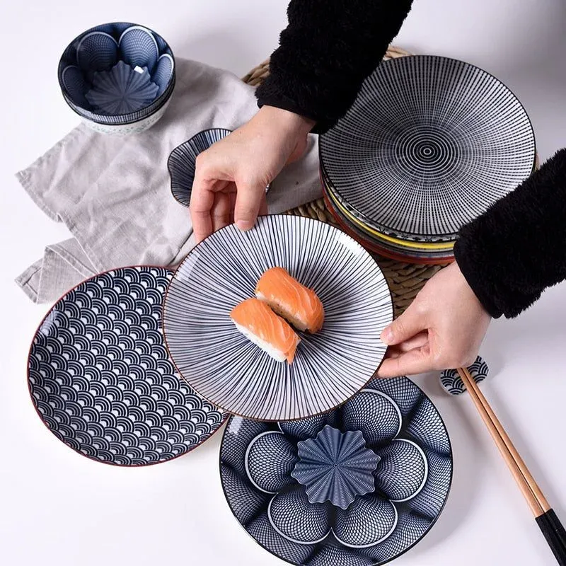 Japon style Shirkane 8 assiette sushi céramique