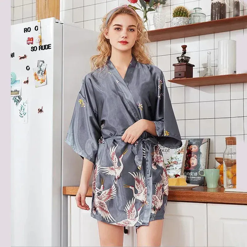 Japon style kimono femme robe de chambre ceinture obi