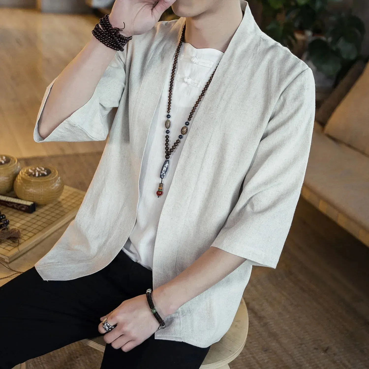 Esprit du Japon cardigan kimono homme ample uni