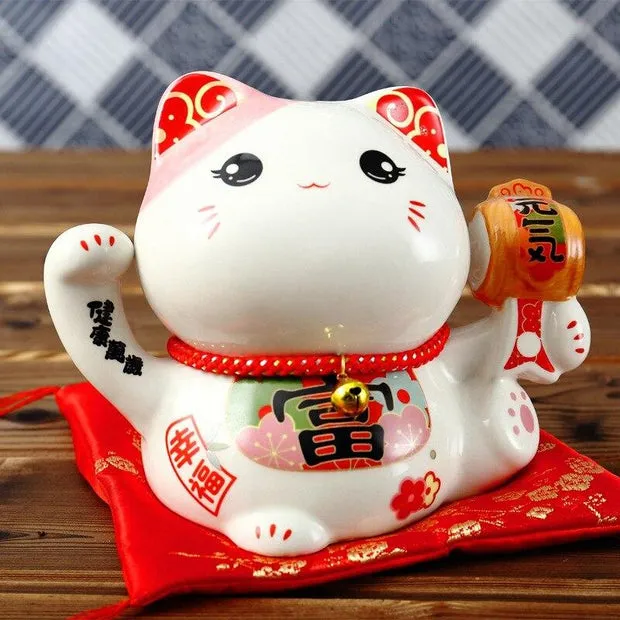 Esprit du Japon tirelire maneki neko kawaii céramique coussin