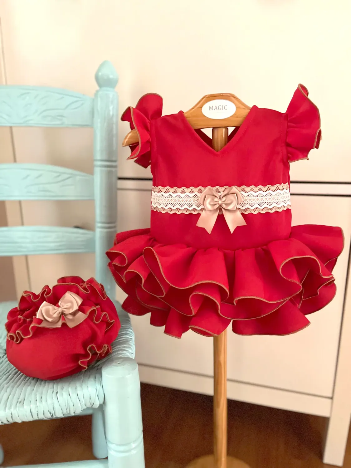 Viva la Feria Moda Flamenca Rocío robe flamenco bébé 3 volants culotte