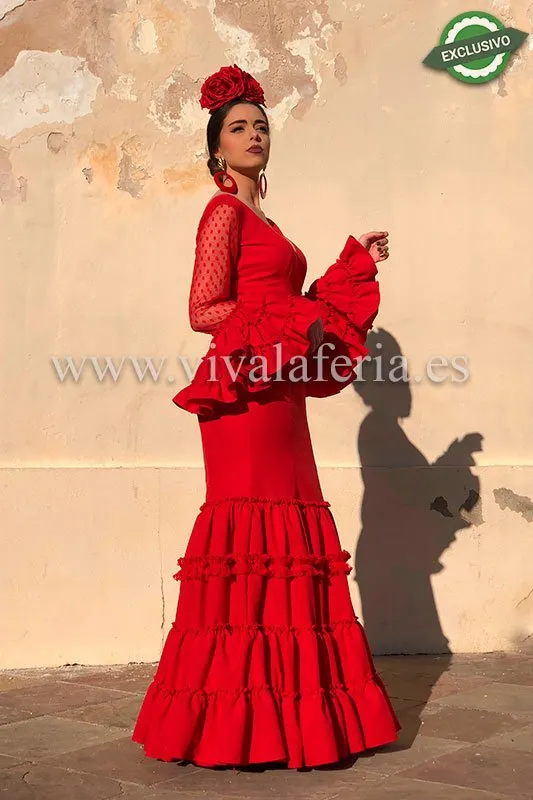 Viva la Feria Canastero robe flamenca rouge quatre volants