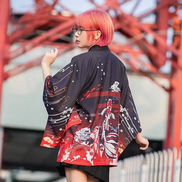 Esprit du Japon veste haori sanctuaire bleu nuit motif archive