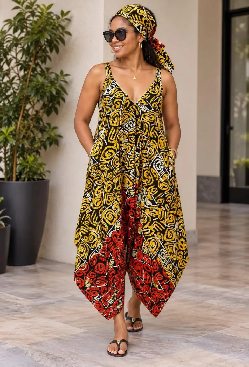 KAVAZI Combinaison harem africaine femme avec foulard