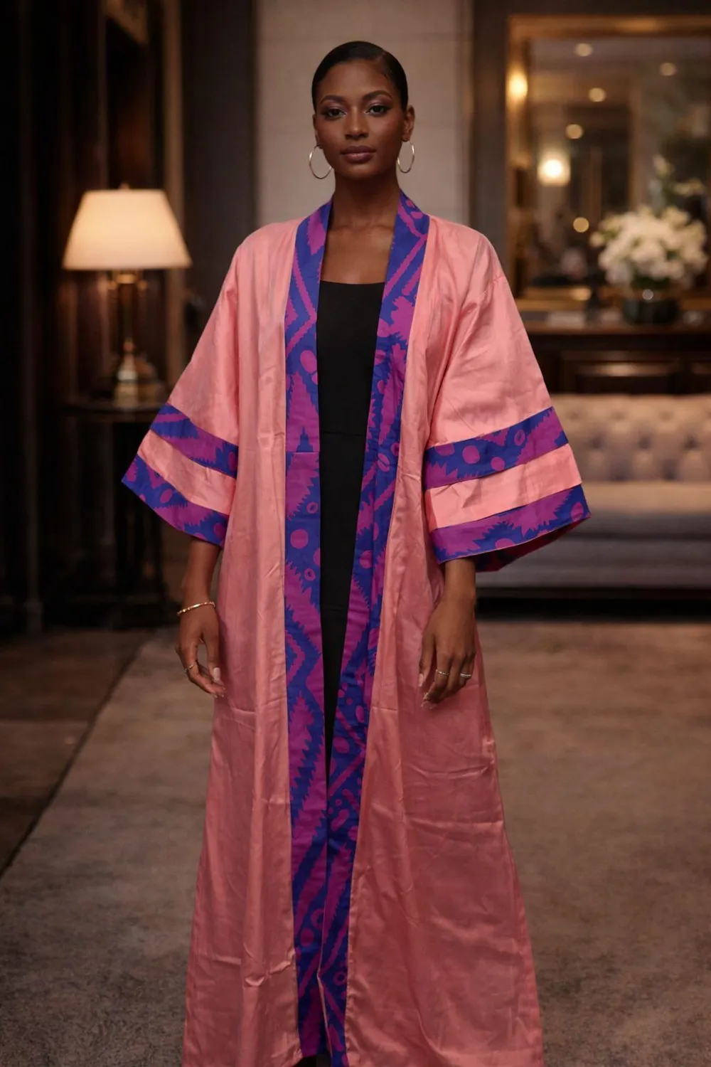 KAVAZI Kimono long femme mix uni ankara
