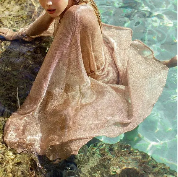 Esprit du Japon kimono de plage transparent doré champagne