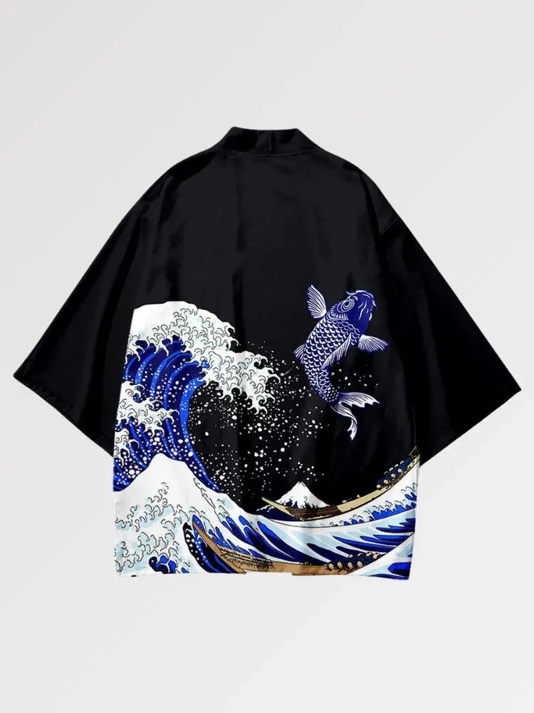 Japon style Haori Homme ‘kanagawa’ veste japonaise