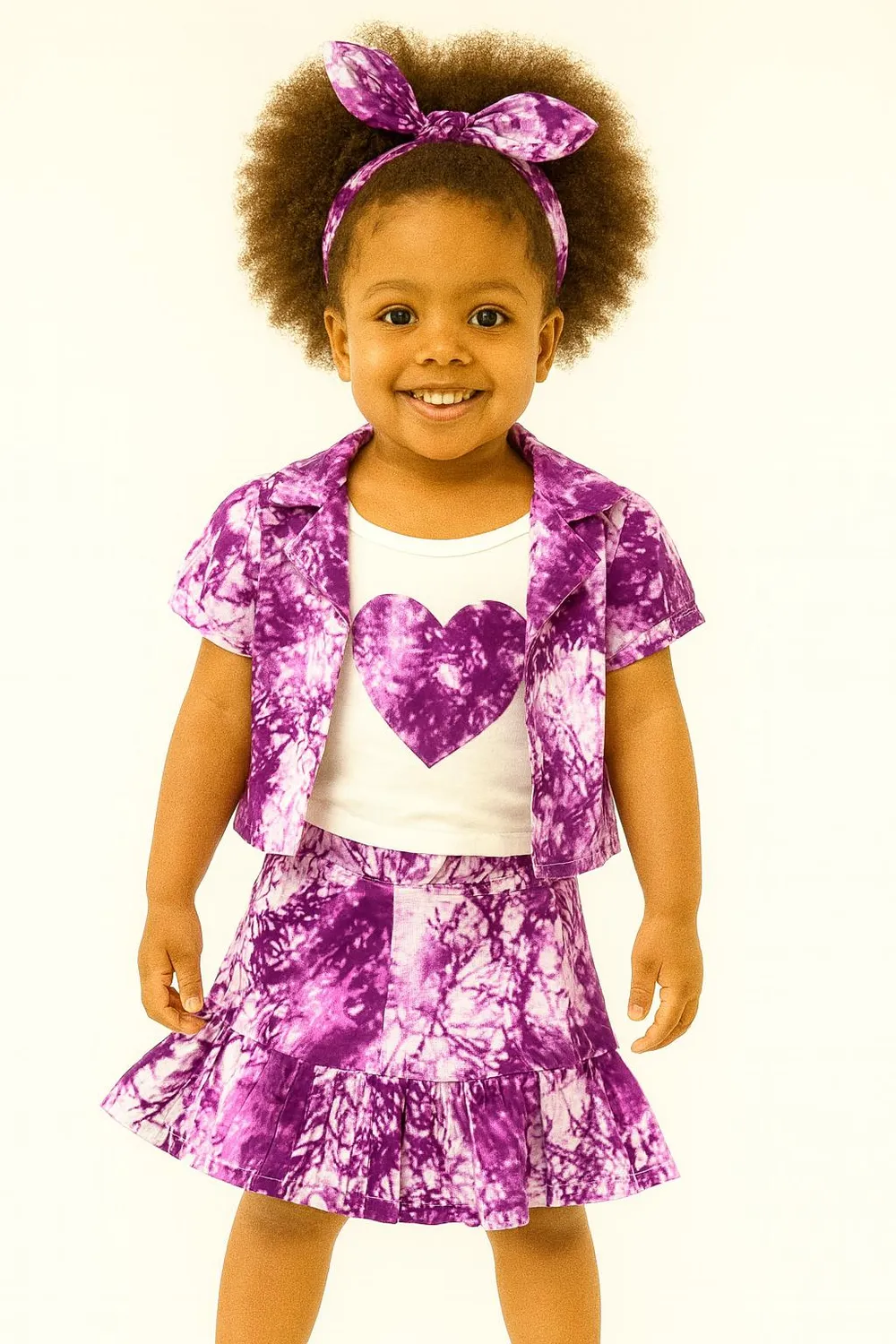 KAVAZI Ensemble africain fille 4 pièces jupe veste haut bandeau
