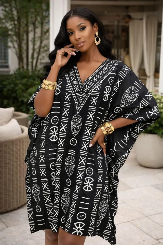 KAVAZI caftan court femme coupe ample légère