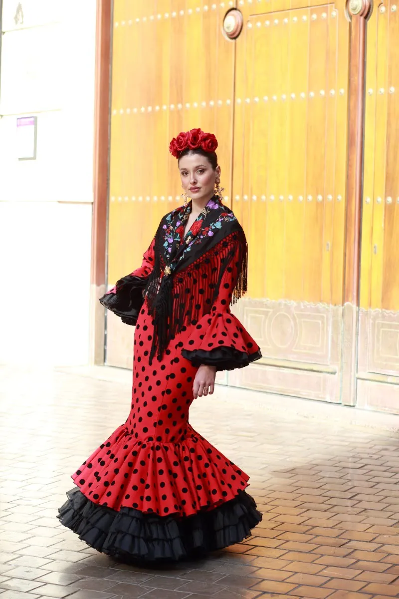 Viva La Feria Cristina robe gitane rouge et noir