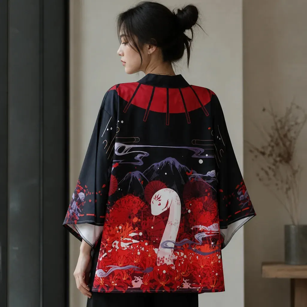 Esprit du Japon veste kimono court noir ample