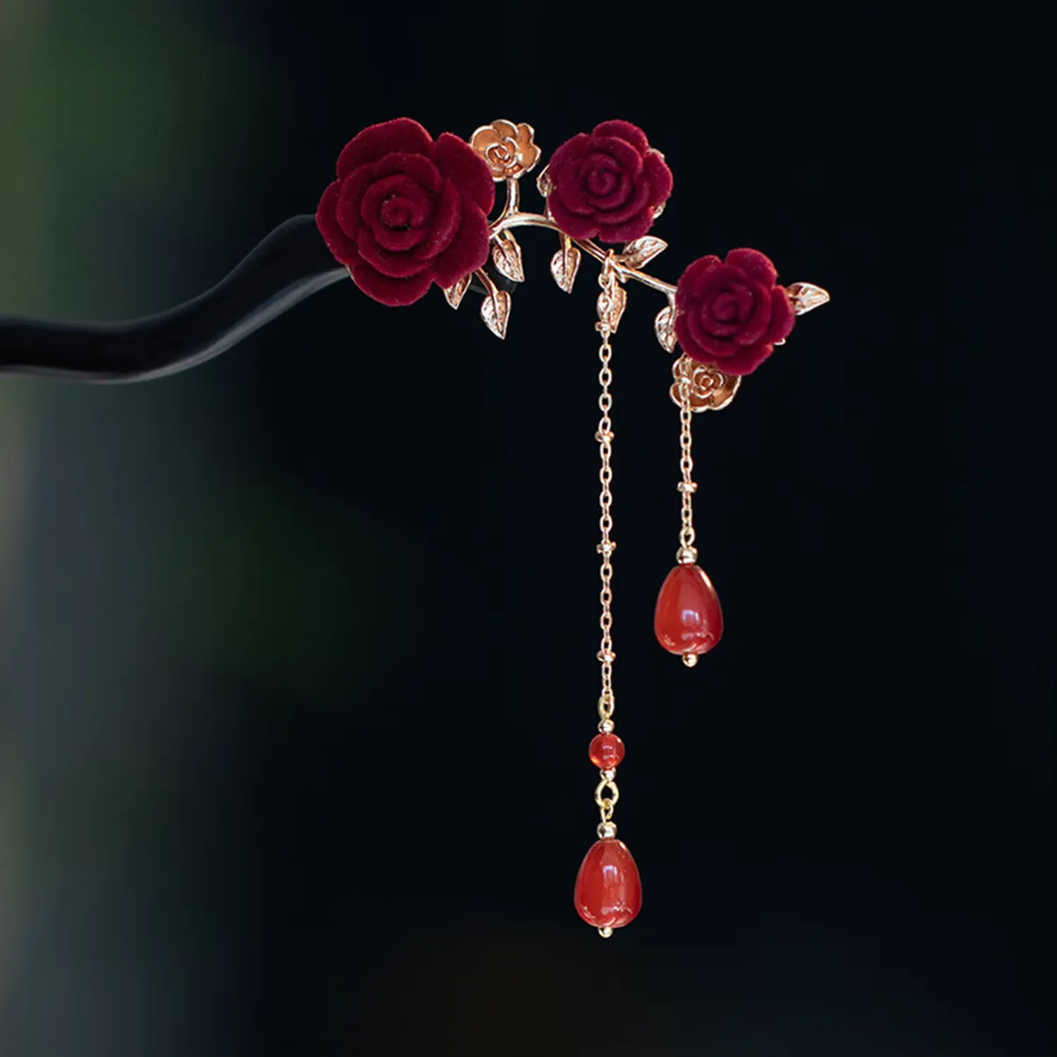 Japon style kanzashi bois fleur pic cheveux