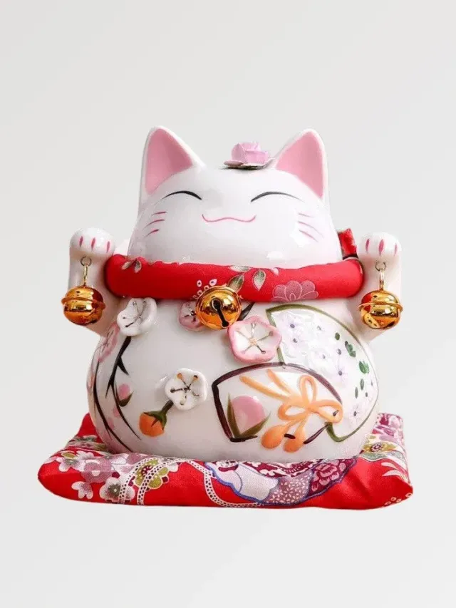 Japon style Maneki Neko Okami figurine porcelaine