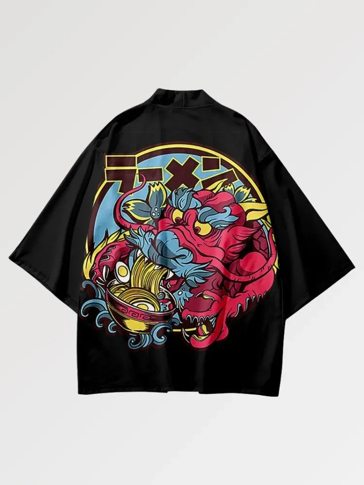 Japon style Dragon x Ramen Haori veste