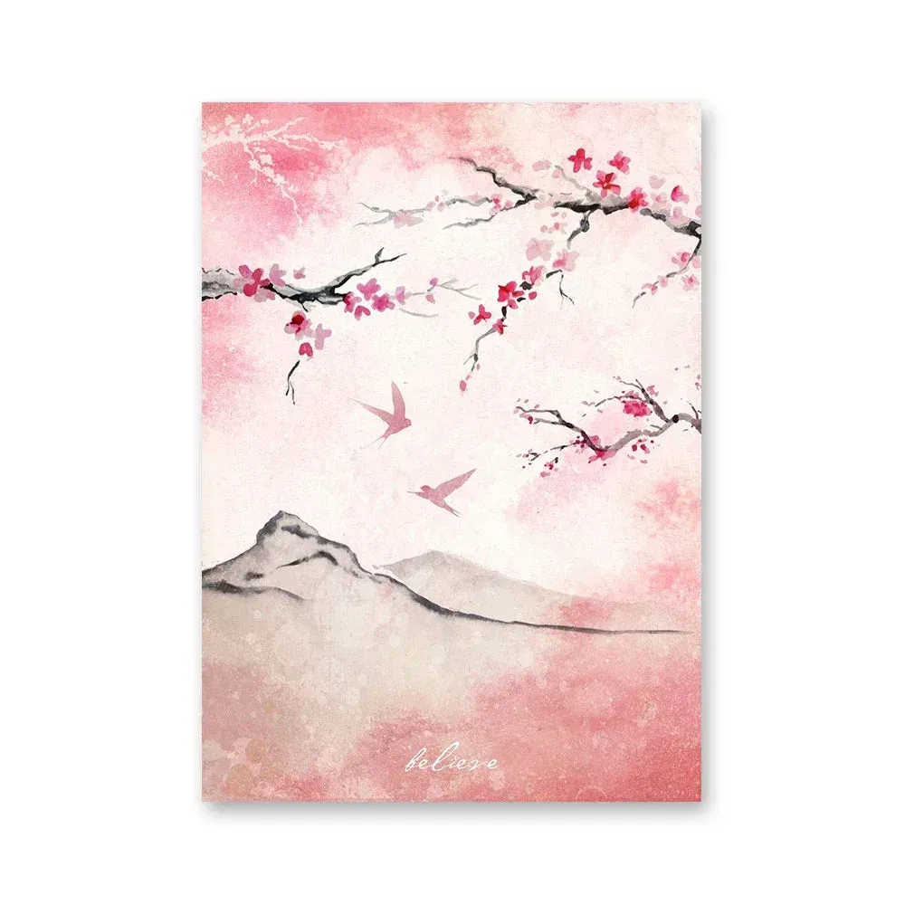 Japon style Cerisier Japonais tableau triptyque