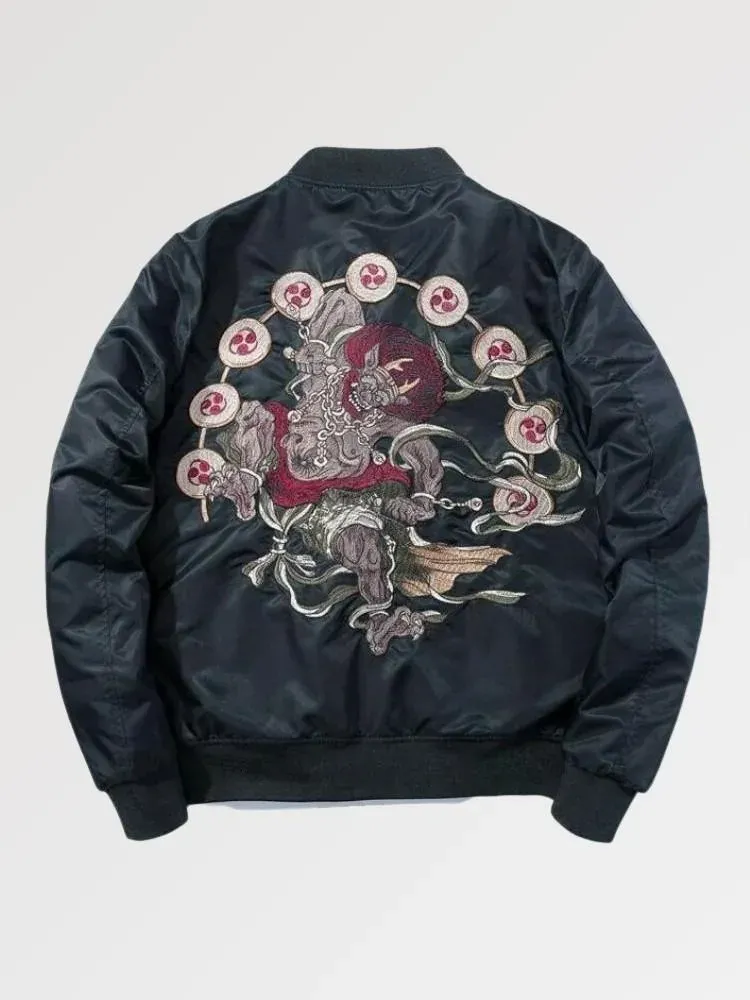 Japon style Bomber Motif Japonais Yokai Oniri blouson brodé