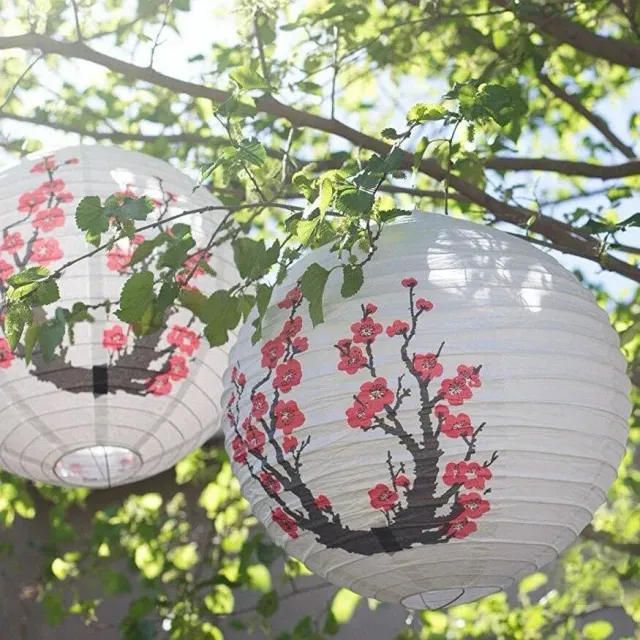 Japon style Lot 3 Lampes Boules fleurs de cerisier