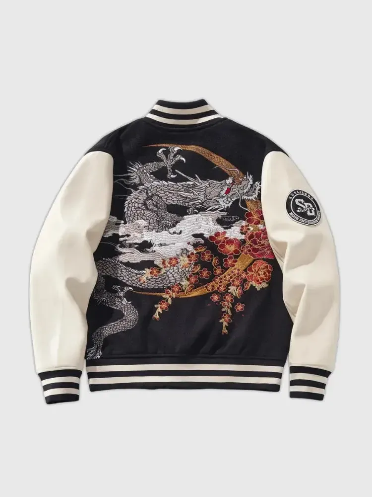 Japon style Sukajan Ryu Yokohama veste brodée