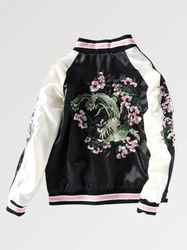 Esprit du Japon Sukajan Bomber broderie florale satiné