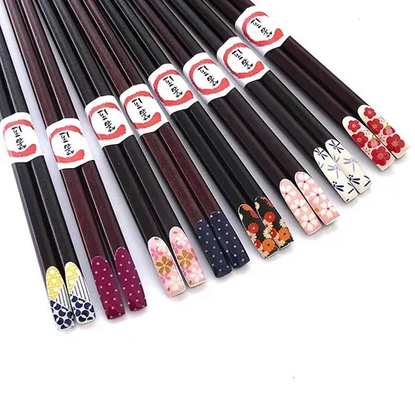 Esprit du Japon baguettes japonaises colorées 5 paires bois 23 cm