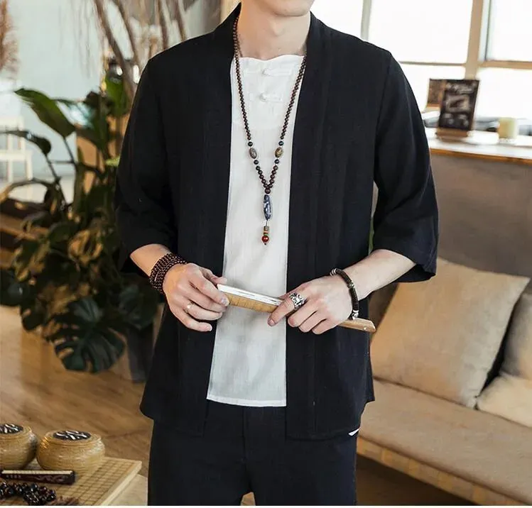 Esprit du Japon cardigan kimono homme ample uni