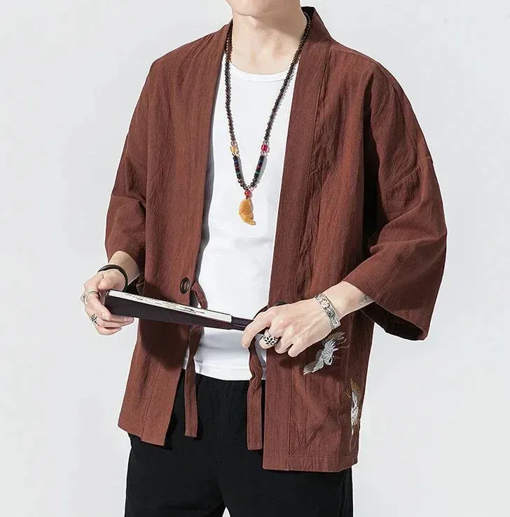 Japon style Cardigan Kimono Homme cardigan coupe ample