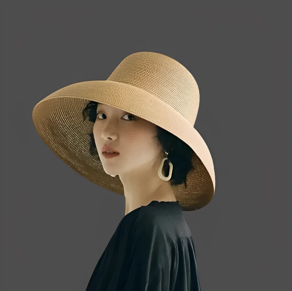 Japon style chapeau femme large bord tressé