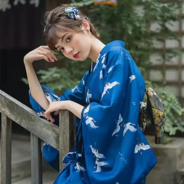 Japon style Miyazaki kimono femme motif grues