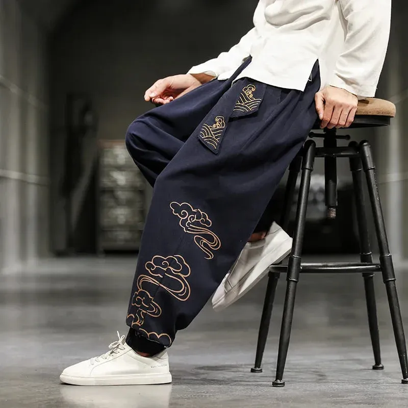 Japon style pantalon large japonais homme