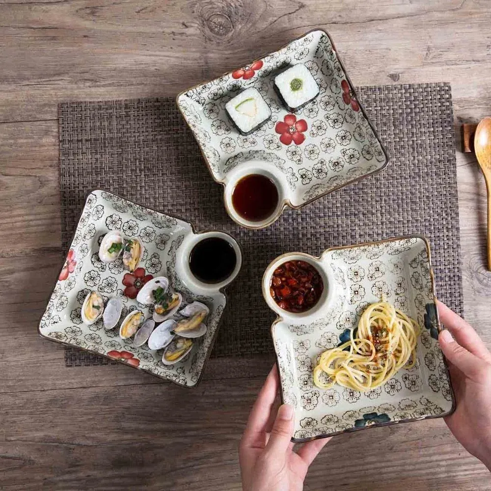Japon style Mita plat céramique avec bol à sauce
