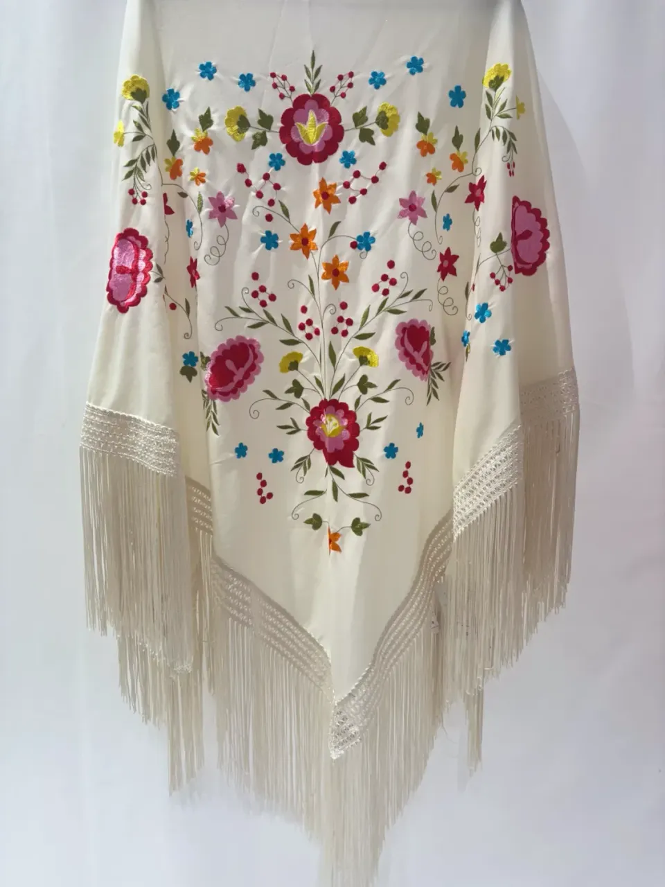 Viva la Feria 429B châle flamenco beige brodé 175 cm