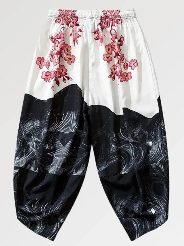 Japon style Tsushima pantalon motif japonais coupe ample