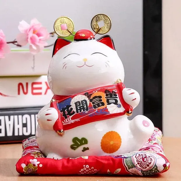 Esprit du Japon tirelire maneki neko parchemin blanche