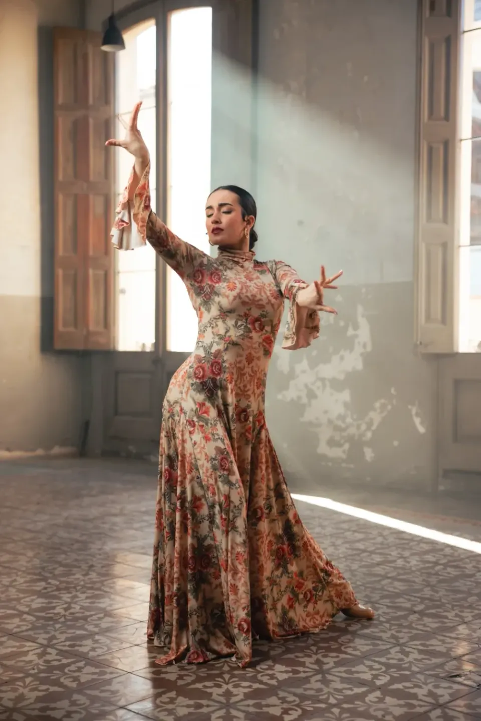 Viva La Feria Amelia robe flamenco imprimée col haut