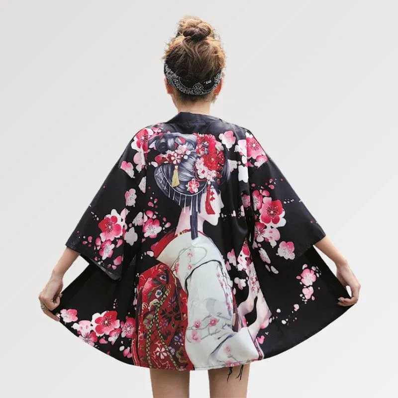 Japon style Sakura X Geiko cardigan geisha