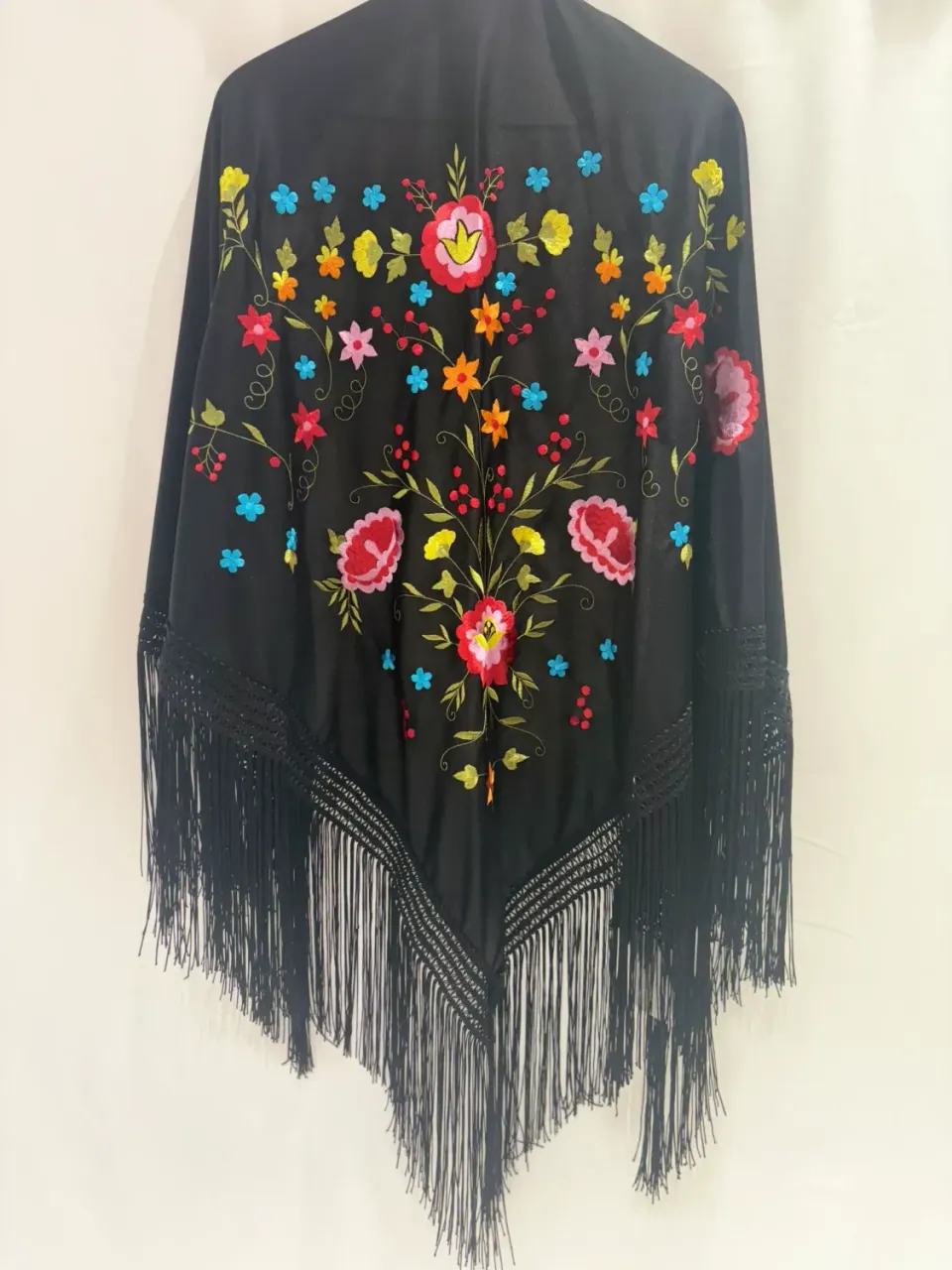 Viva la Feria manton danse flamenco crépon noir 145 cm