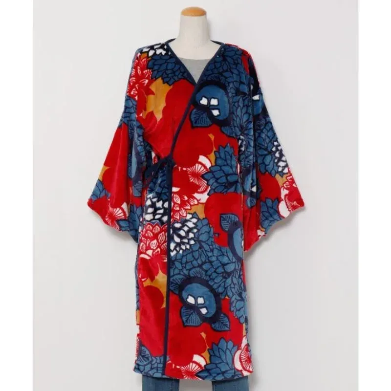 Japon style kimono polaire femme motif floral