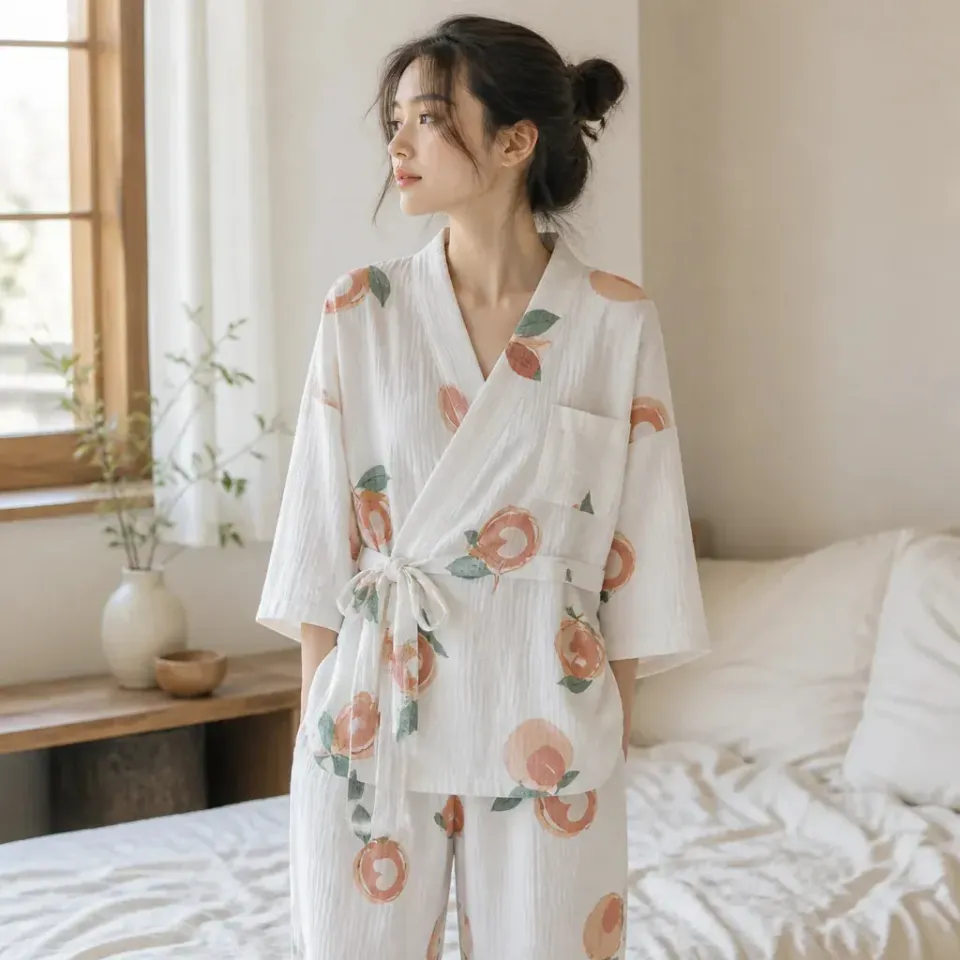 Esprit du Japon ensemble kimono gaze de coton maison