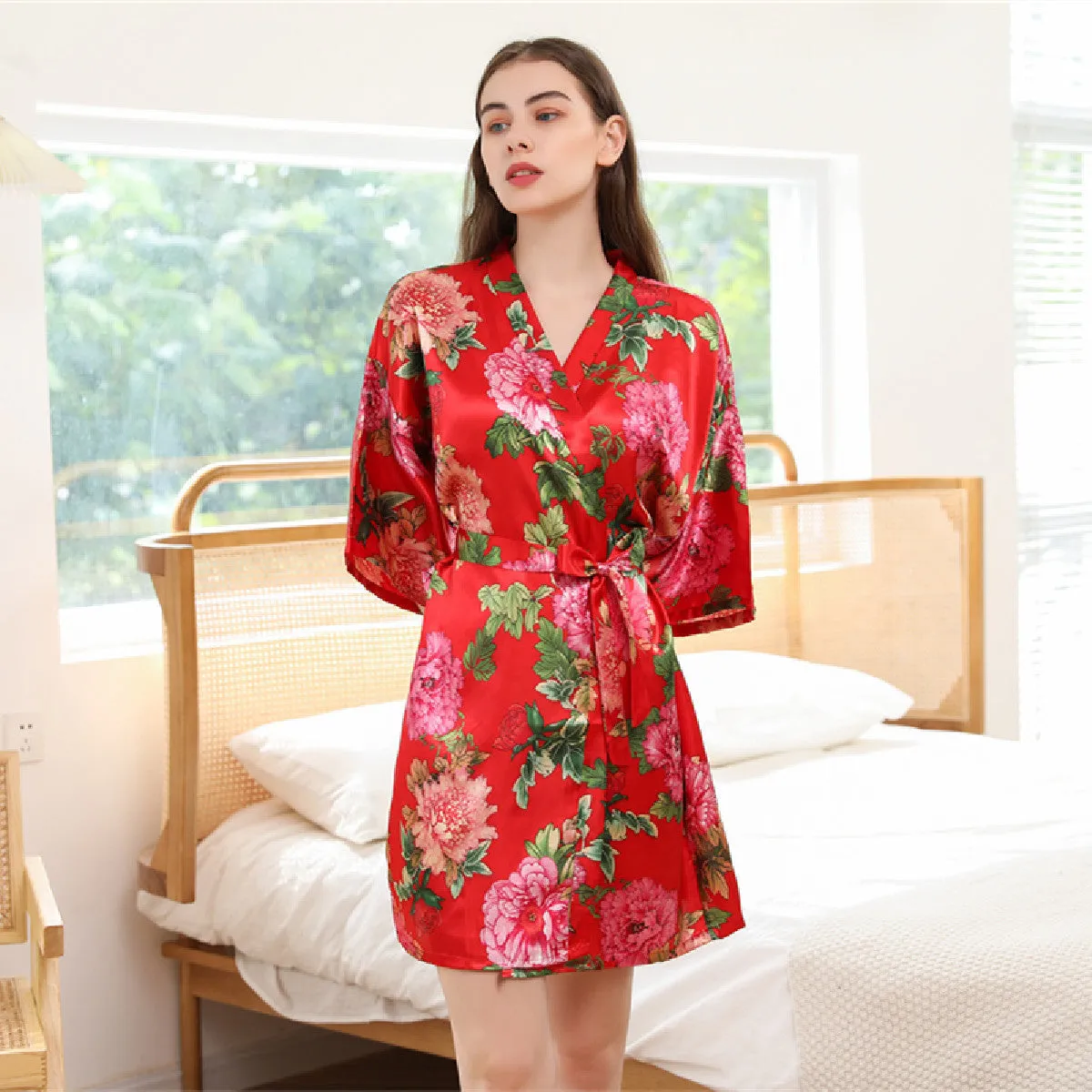 Esprit du Japon robe de chambre kimono fleuri pivoines