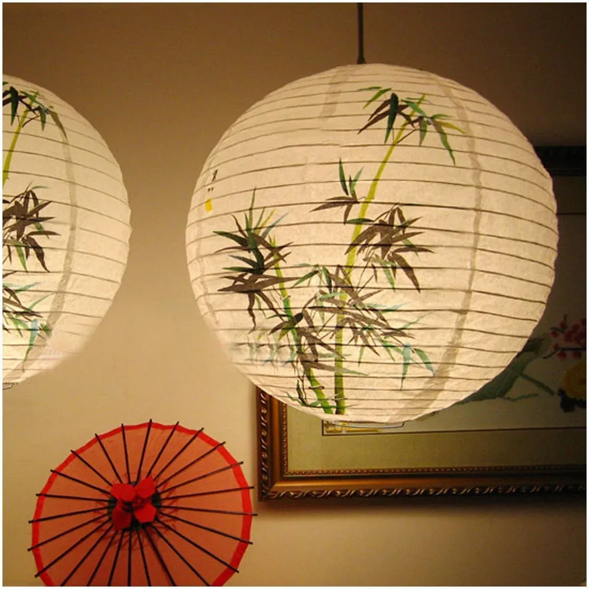 Japon Style lampe japonaise papier motif bambou lumière douce