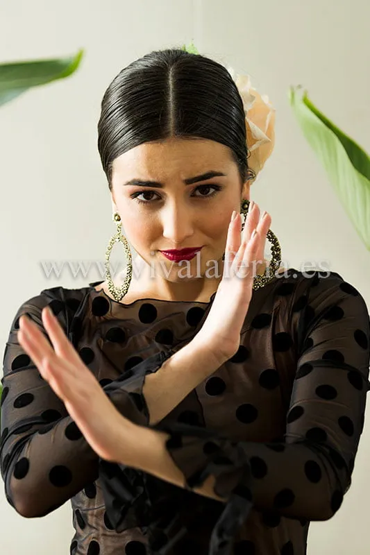 Viva la Feria Ojanco robe flamenco tul à pois noirs