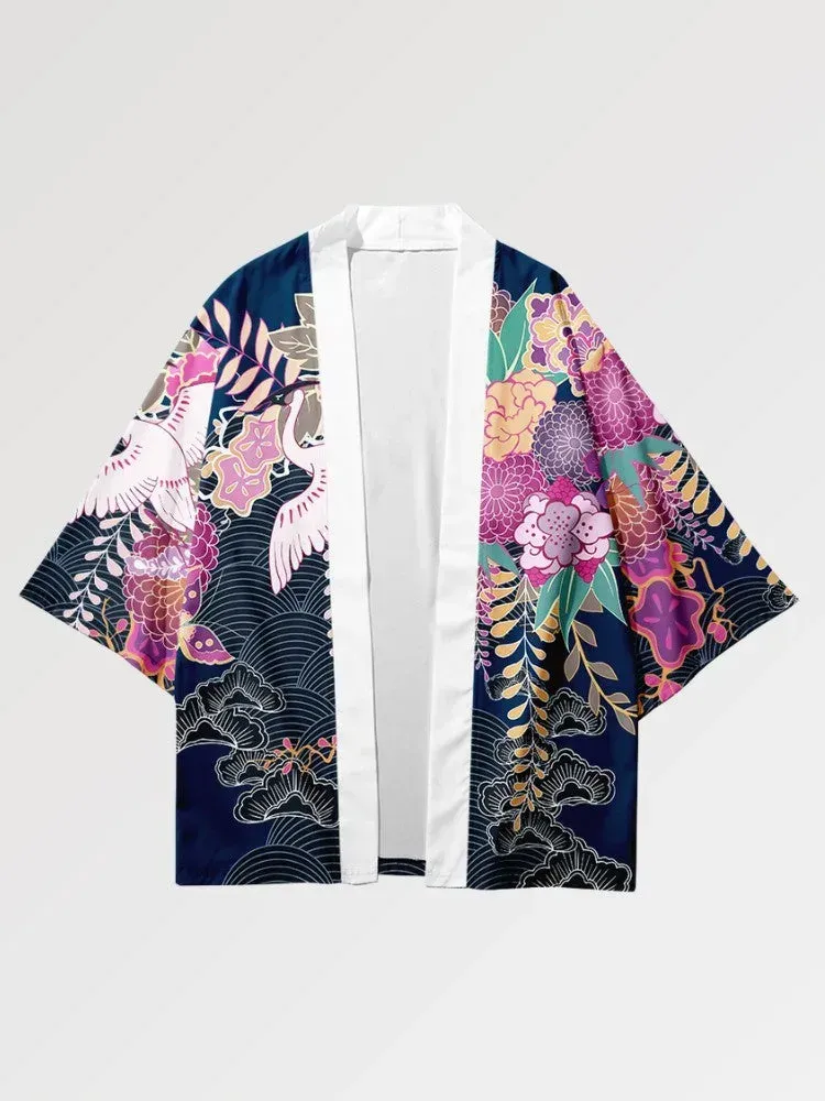 Japon style Kanoya haori femme motifs grues