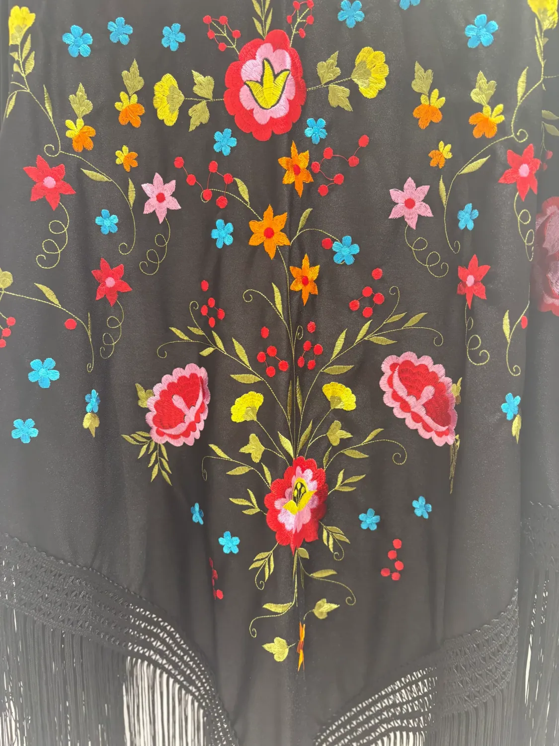 Viva la Feria manton danse flamenco crépon noir 145 cm