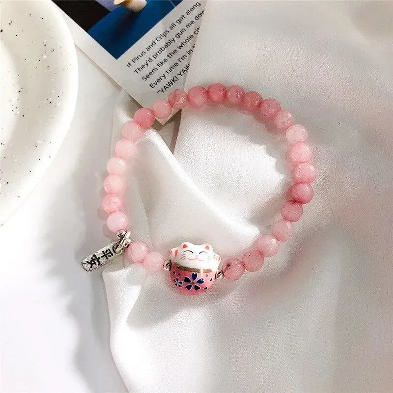 Japon style Bracelet Maneki Neko perles