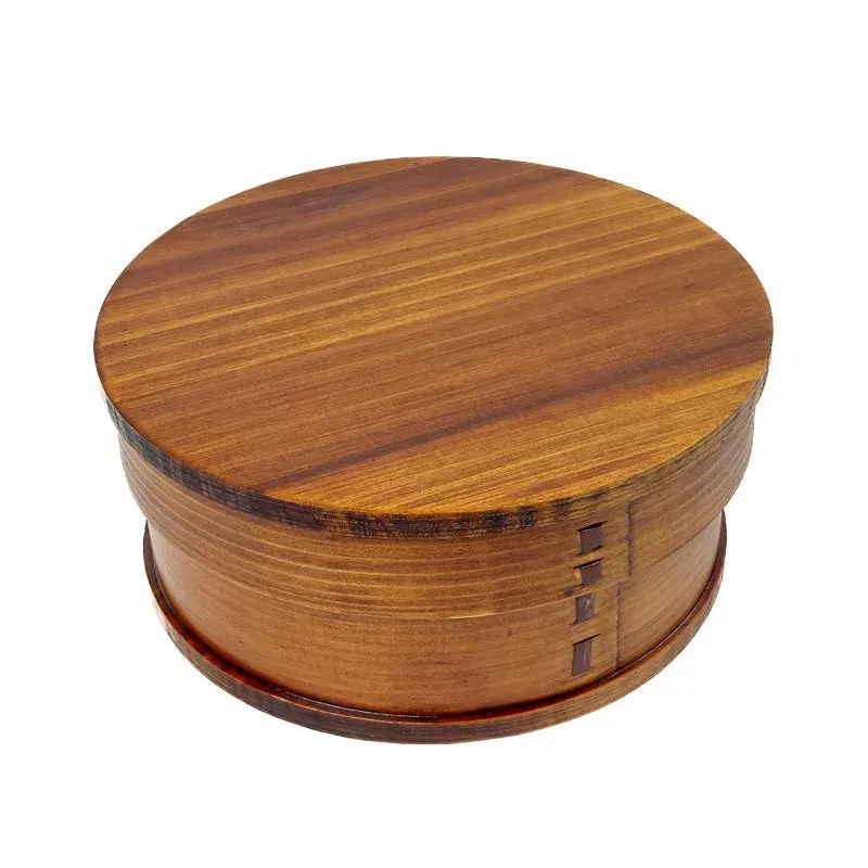 Japon style boîte bento ronde bois de cèdre laqué