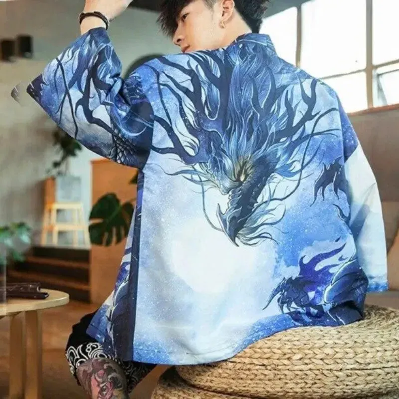 Japon style Kaito kimono leger homme dragon