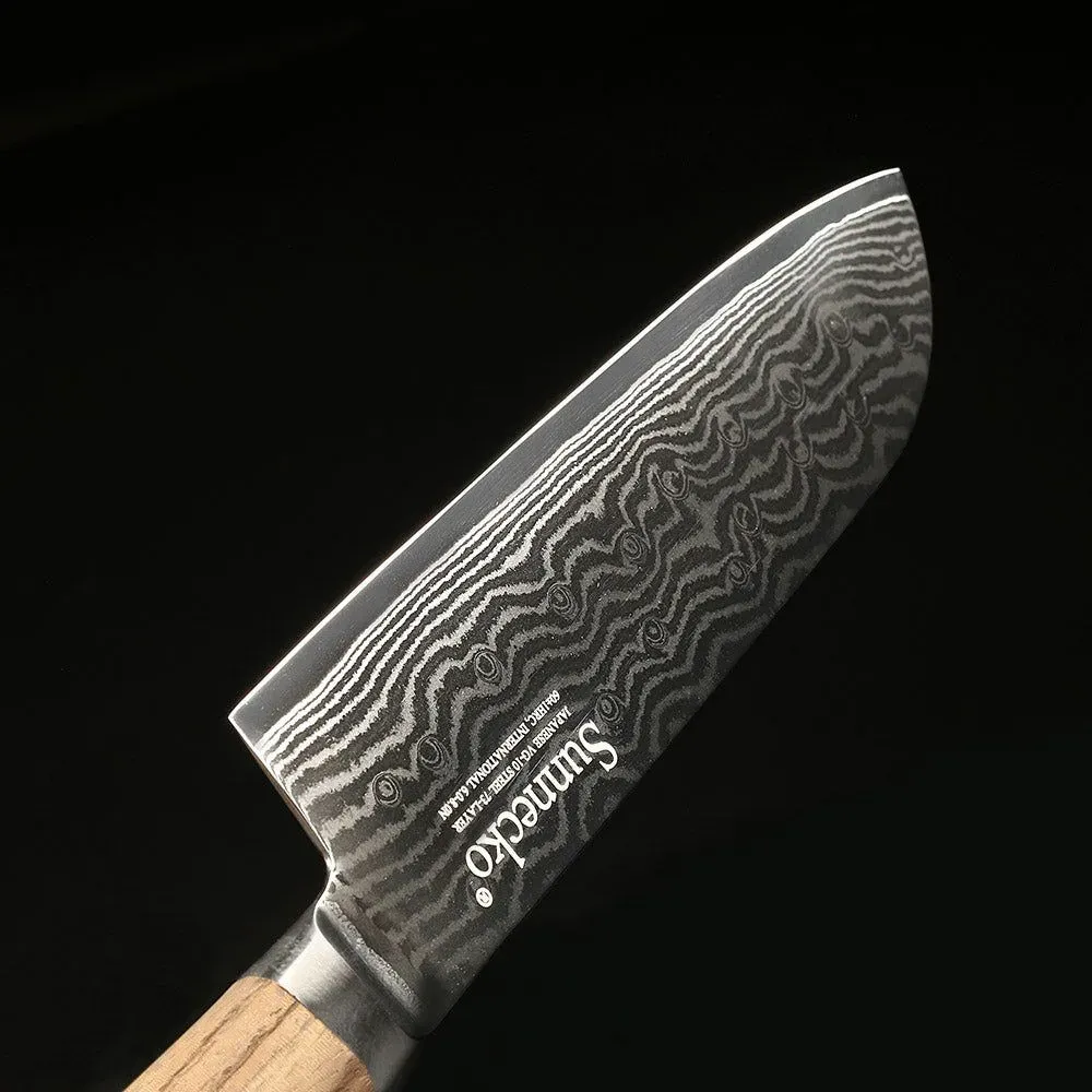 Japon style Damascus Santoku Knife Nanae couteau japonais