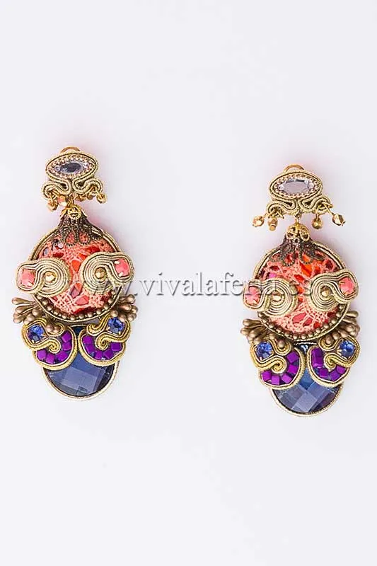 Candela de Reina Fresia boucles d'oreilles flamenca pierre bleue