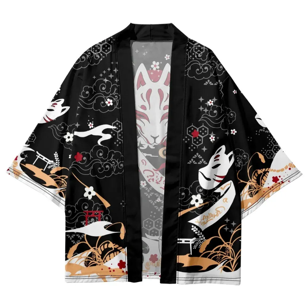 Esprit du Japon veste kimono renard illusion motif kitsune